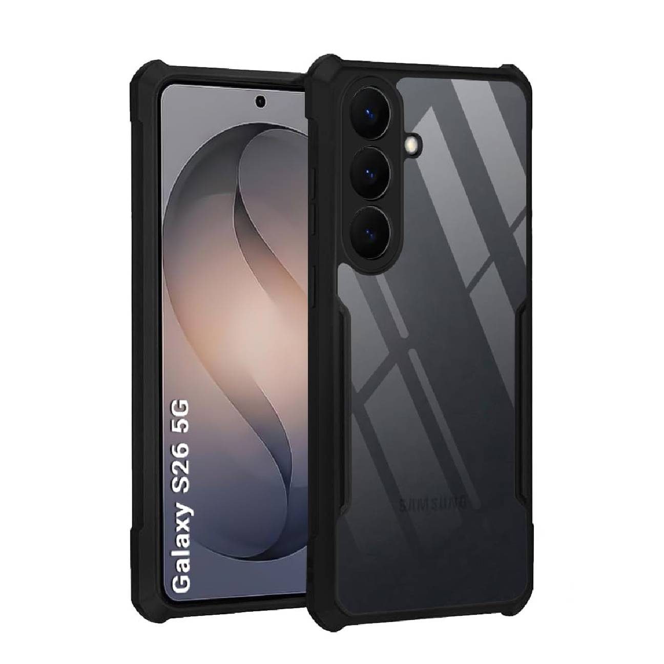 Samsung Galaxy S26 Shockproof Crystal Clear Bumper Case with Acrylic Back, TPU Frame & Camera Protection
