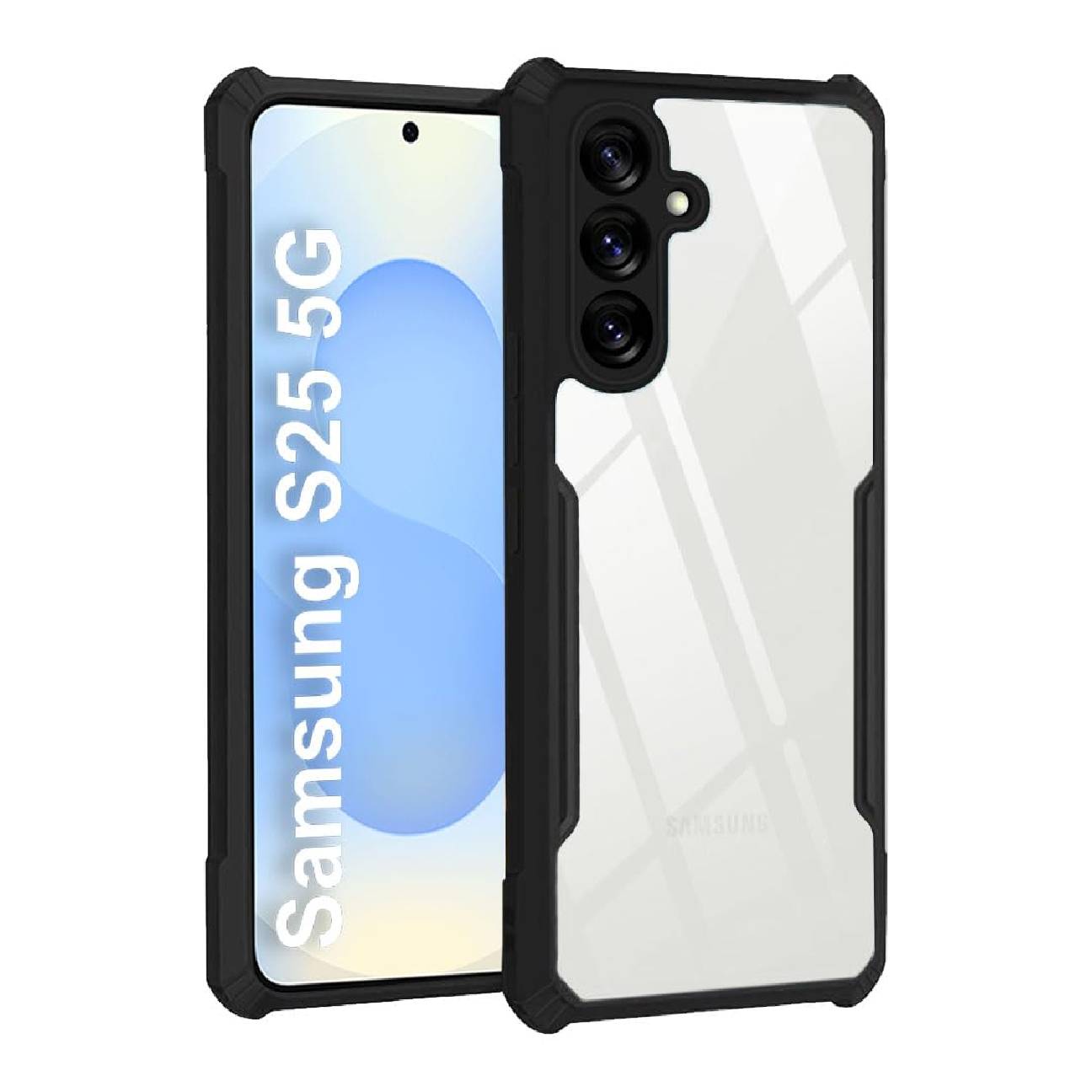 Samsung Galaxy S25 Shockproof Crystal Clear Bumper Case with Acrylic Back, TPU Frame & Camera Protection