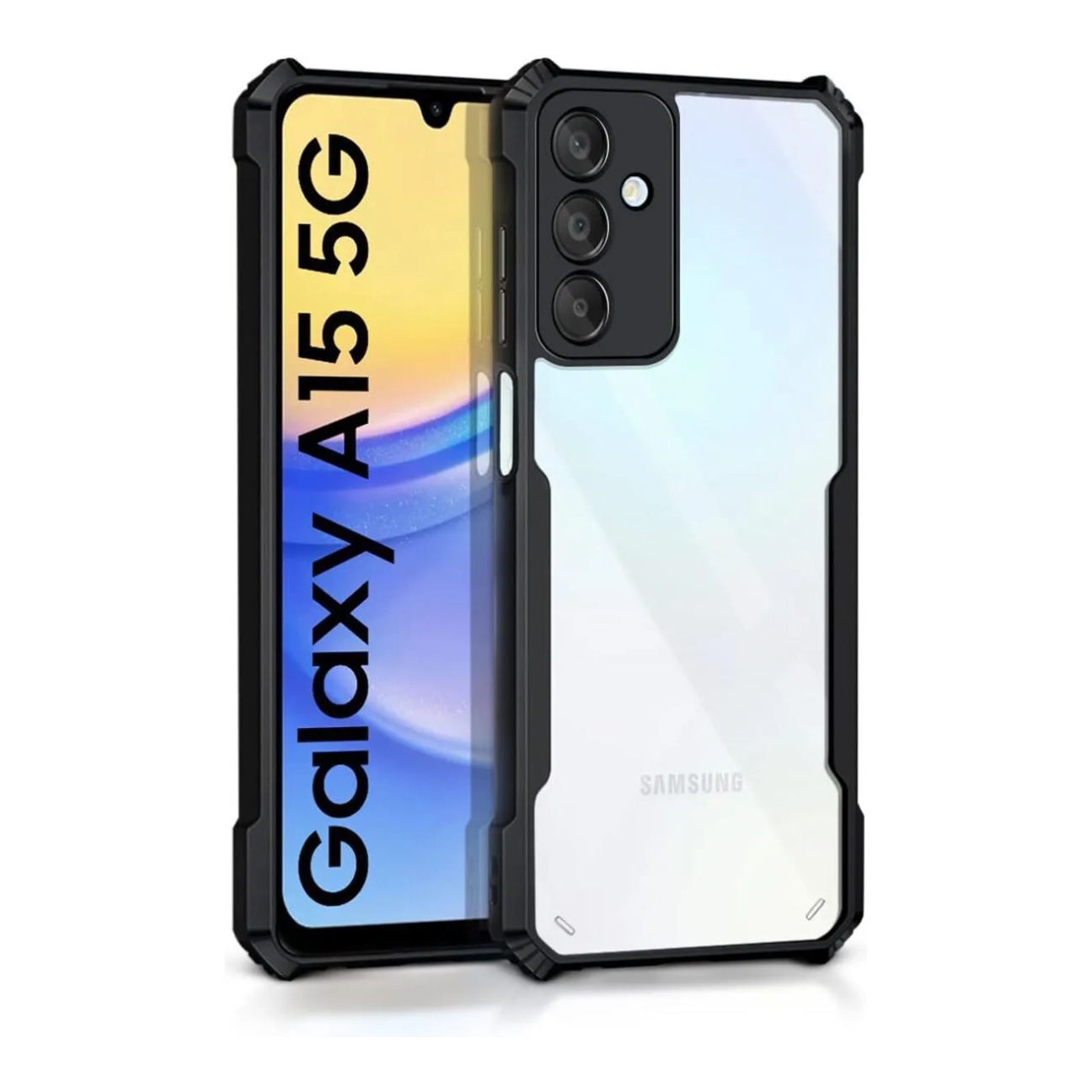 Samsung Galaxy A15 5G Shockproof Crystal Clear Bumper Case with Acrylic Back, TPU Frame & Camera Protection