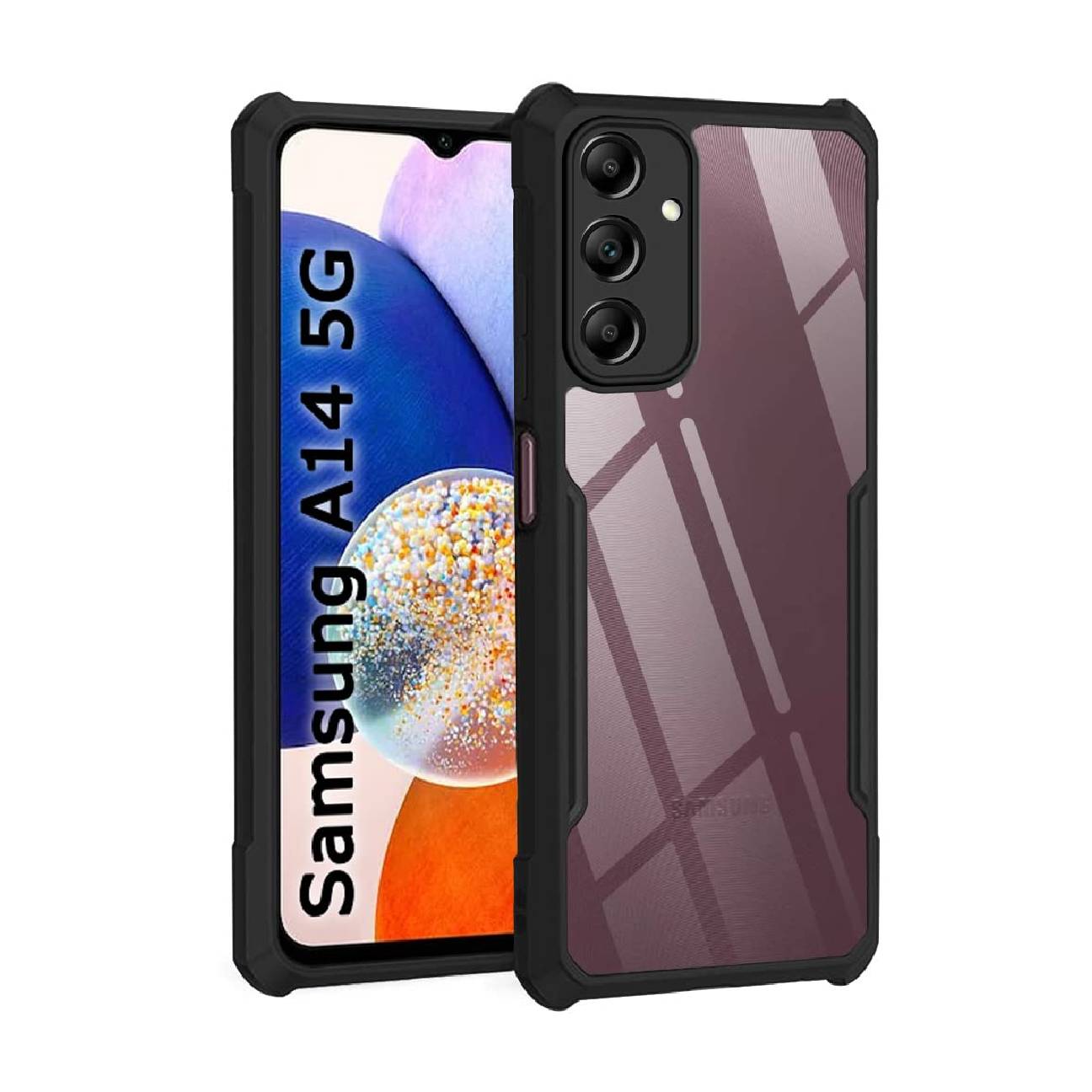Samsung Galaxy A14 5G Shockproof Crystal Clear Bumper Case with Acrylic Back, TPU Frame & Camera Protection