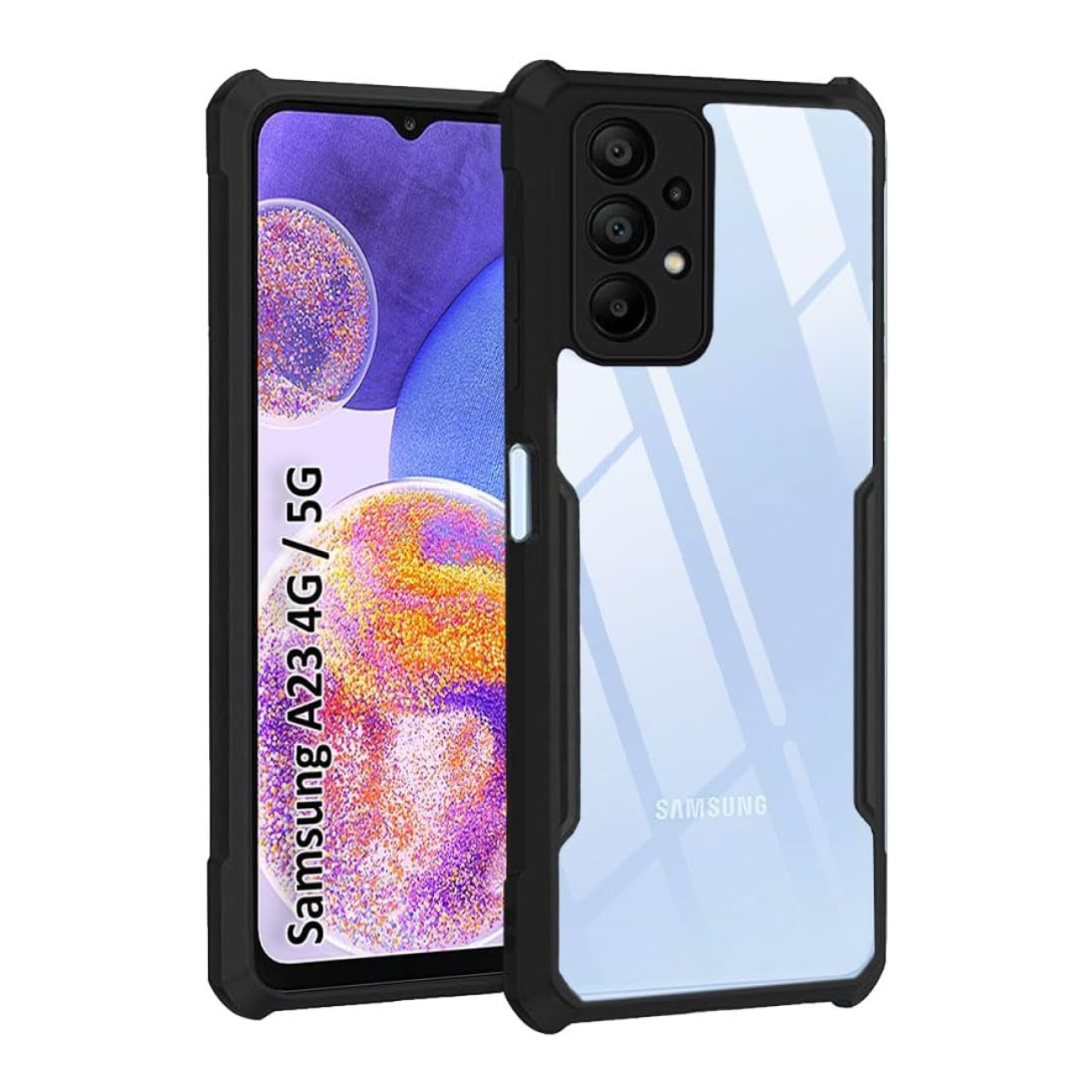 Samsung Galaxy A23 Shockproof Crystal Clear Bumper Case with Acrylic Back, TPU Frame & Camera Protection