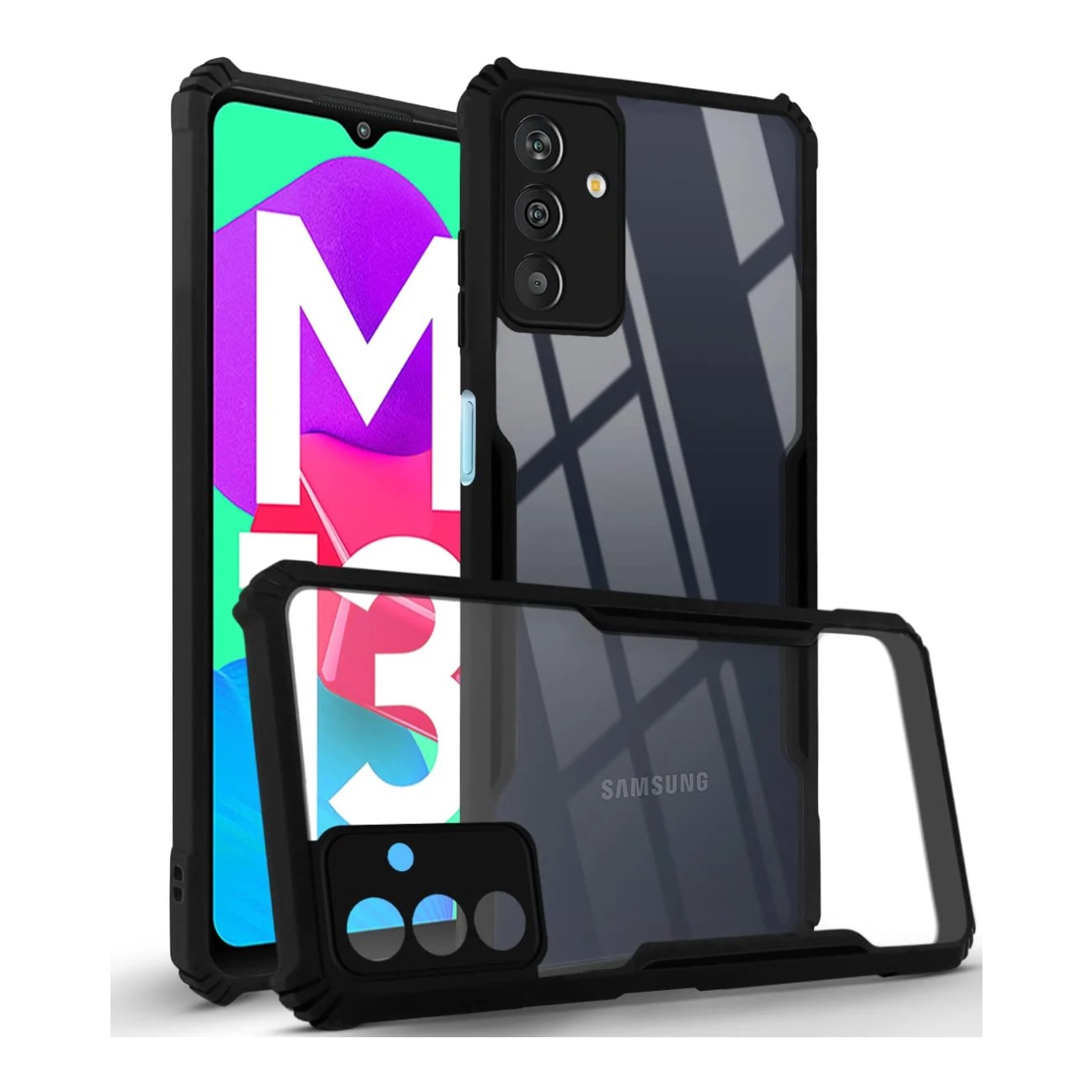 Samsung Galaxy M13 Shockproof Crystal Clear Bumper Case with Acrylic Back, TPU Frame & Camera Protection