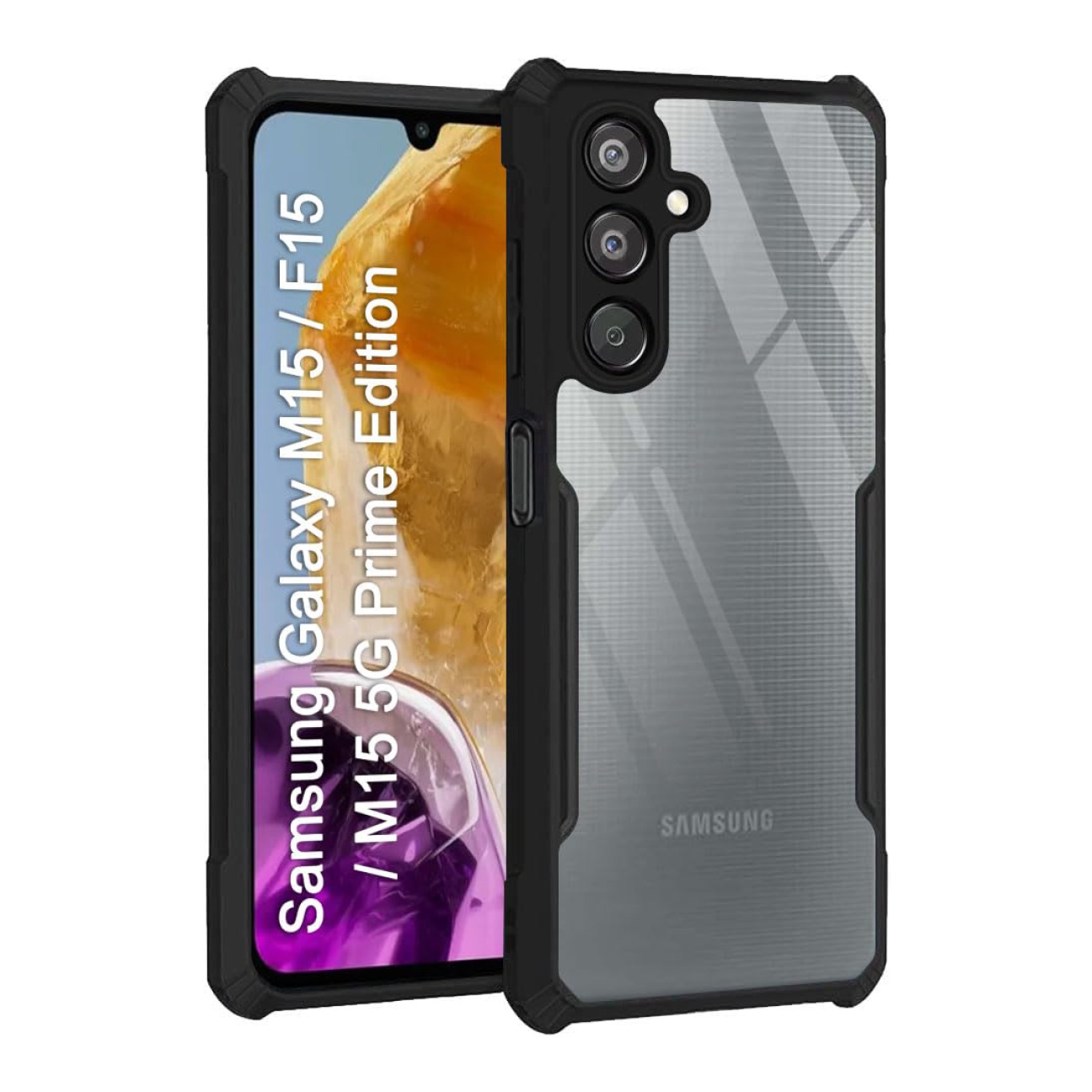 Samsung Galaxy M15 5G Shockproof Crystal Clear Bumper Case with Acrylic Back, TPU Frame & Camera Protection