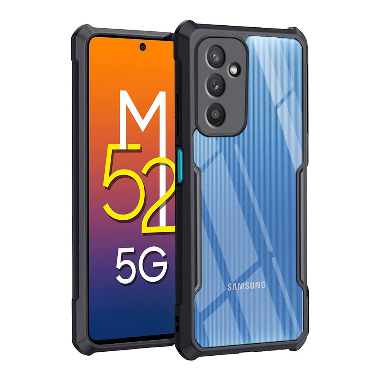Samsung Galaxy M52 5G Shockproof Crystal Clear Bumper Case with Acrylic Back, TPU Frame & Camera Protection