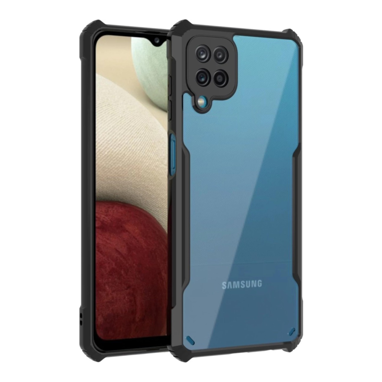 Samsung Galaxy F12 Shockproof Crystal Clear Bumper Case with Acrylic Back, TPU Frame & Camera Protection