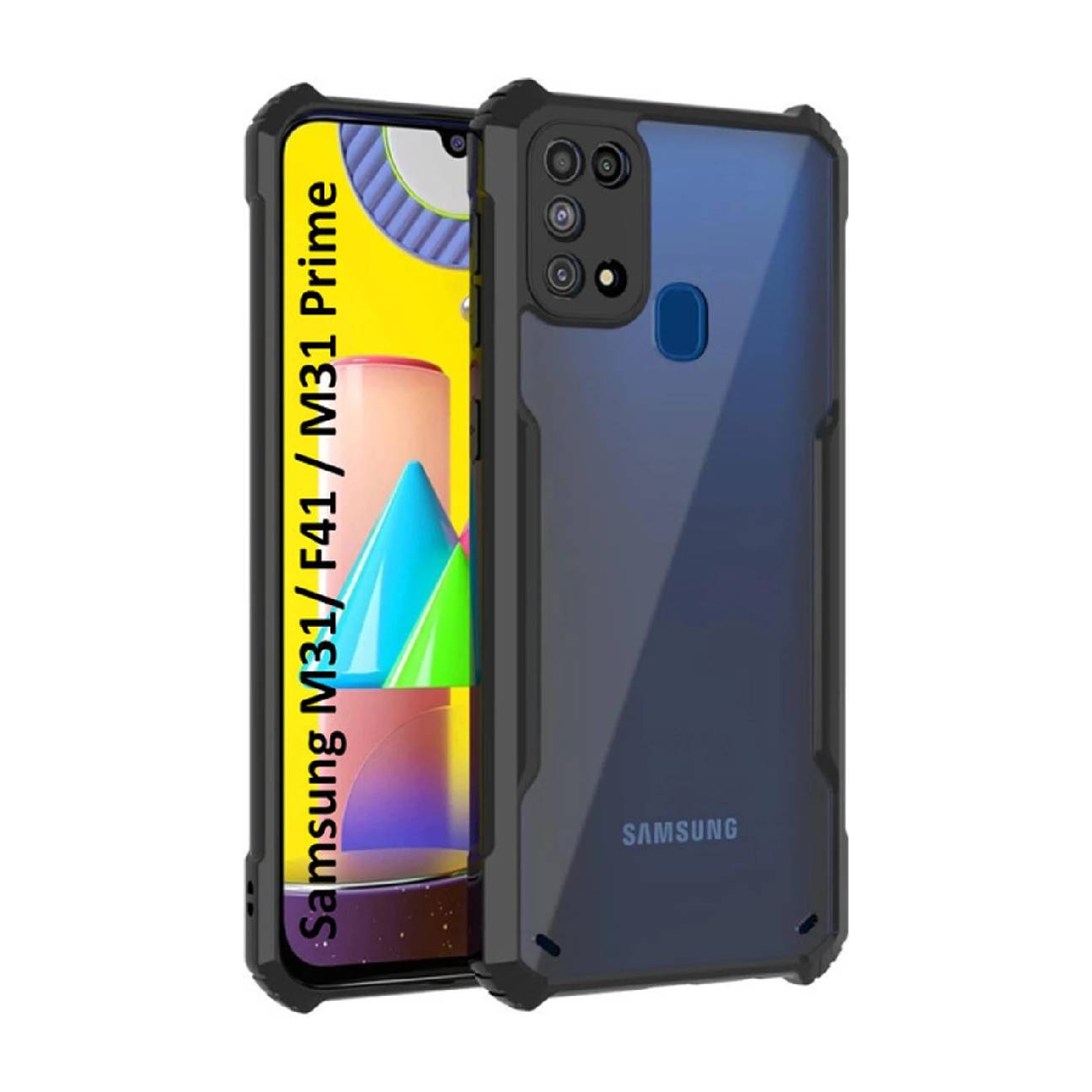 Samsung Galaxy F41 Shockproof Crystal Clear Bumper Case with Acrylic Back, TPU Frame & Camera Protection