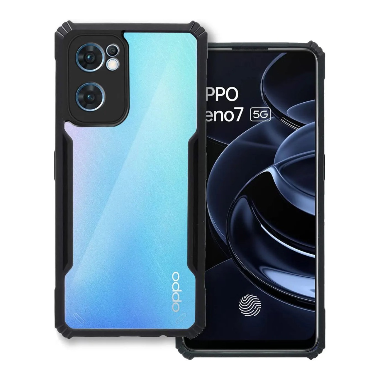 Oppo Reno 7 5G Shockproof Crystal Clear Bumper Case with Acrylic Back, TPU Frame & Camera Protection