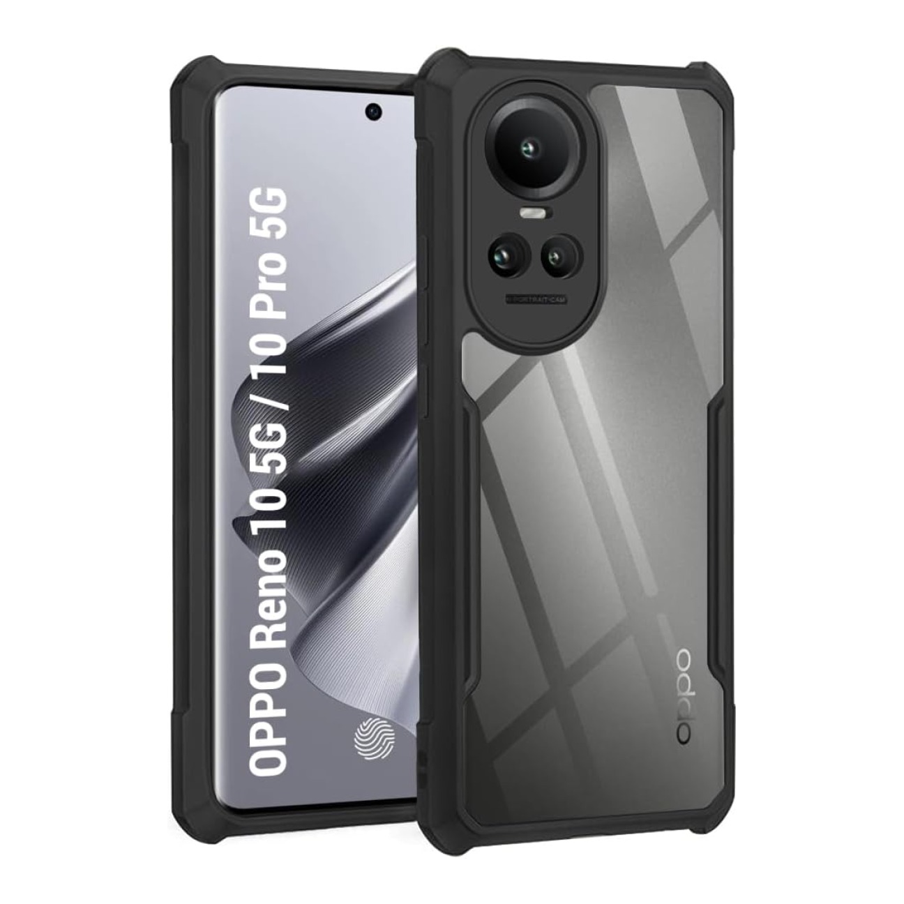 Oppo Reno 10 5G Shockproof Crystal Clear Bumper Case with Acrylic Back, TPU Frame & Camera Protection