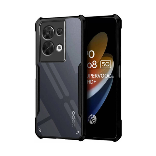 Oppo Reno 8 5G Shockproof Crystal Clear Bumper Case with Acrylic Back, TPU Frame & Camera Protection