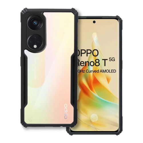 Oppo Reno 8T Shockproof Crystal Clear Bumper Case with Acrylic Back, TPU Frame & Camera Protection