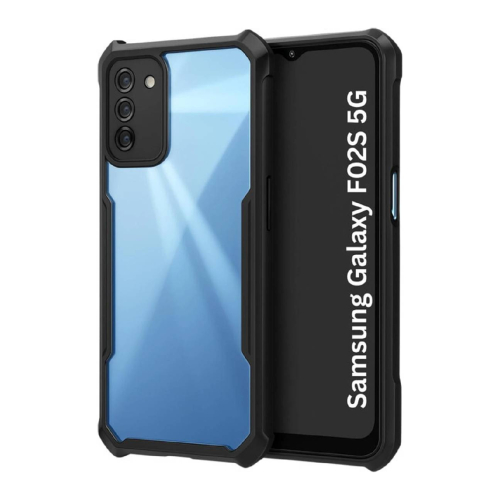 Samsung Galaxy F02s Shockproof Crystal Clear Bumper Case with Acrylic Back, TPU Frame & Camera Protection